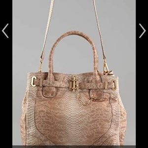 Rachel Zoe Deux Ash Snake-Embossed Leather Large Tote Crossbody Bag